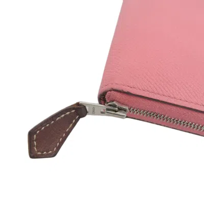 Pre-owned Hermes Silk'in Pink Rose Azalee Epsom Leather Long Wallet (bi-fold) () In Pink, Rose Azalee