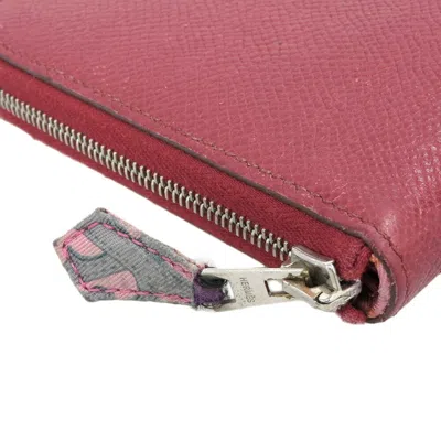 Pre-owned Hermes Silk'in Red Color Rouge H Courchevel Leather Long Wallet (bi-fold) () In Red Color, Rouge H