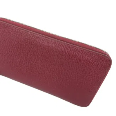 Pre-owned Hermes Silk'in Red Color Rouge H Courchevel Leather Long Wallet (bi-fold) () In Red Color, Rouge H
