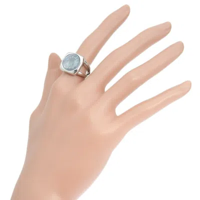 Pre-owned Hermes Sellier Silver Shell Silver 925 Band Ring ()