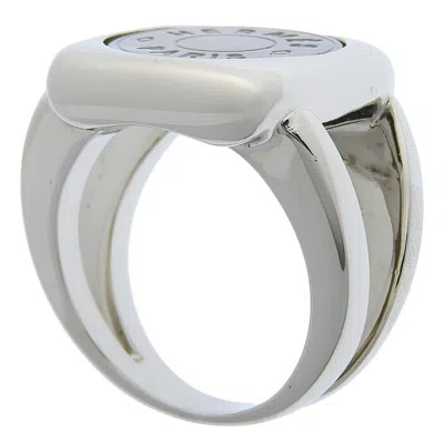 Pre-owned Hermes Sellier Silver Shell Silver 925 Band Ring ()