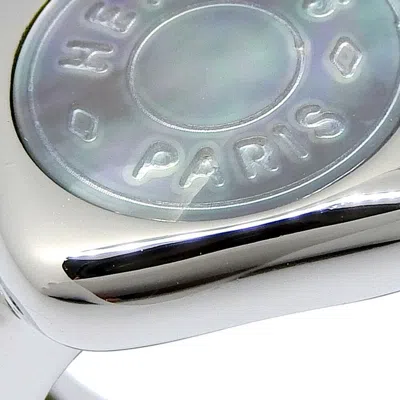 Pre-owned Hermes Sellier Silver Shell Silver 925 Band Ring ()