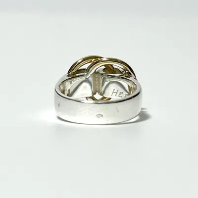 Pre-owned Hermes Silver Silver Yellow Gold Band Ring ()