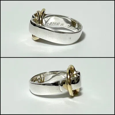 Pre-owned Hermes Silver Silver Yellow Gold Band Ring ()