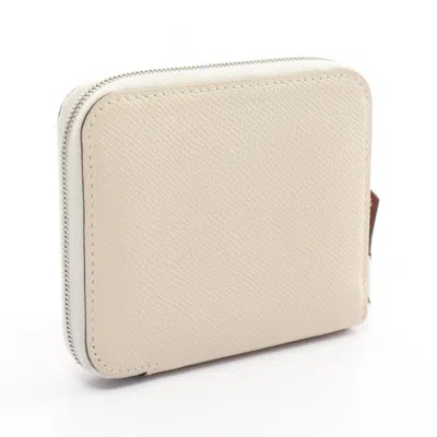 Pre-owned Hermes White Epsom Leather Coin Purse/coin Case ()