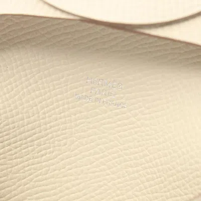 Pre-owned Hermes White Epsom Leather Coin Purse/coin Case ()