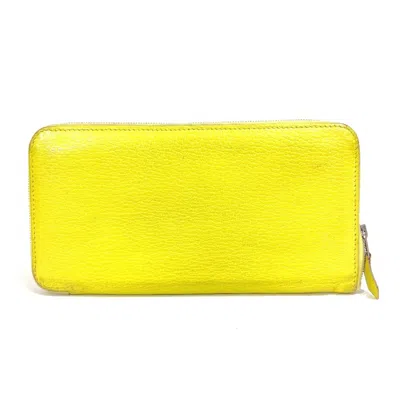 Pre-owned Hermes Yellow Leather Long Wallet (bi-fold) ()