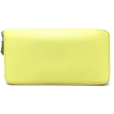 Pre-owned Hermes Yellow Leather Long Wallet (bi-fold) ()