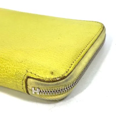 Pre-owned Hermes Yellow Leather Long Wallet (bi-fold) ()