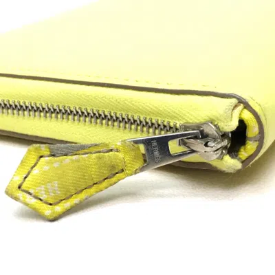 Pre-owned Hermes Yellow Leather Long Wallet (bi-fold) ()