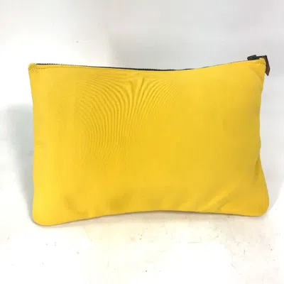 Pre-owned Hermes Yellow Polyamide Clutch Bag ()