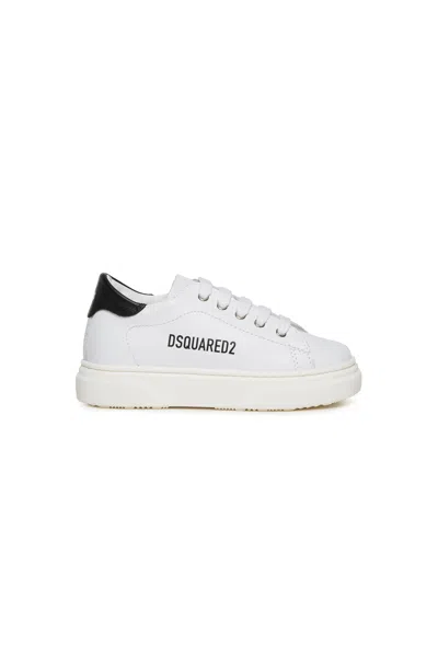 Dsquared2 Low Leather Trainers With Logo In White