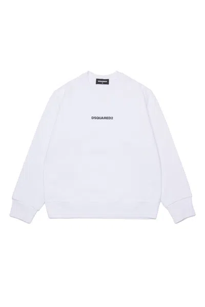 Dsquared2 Branded Cotton Sweatshirt In White