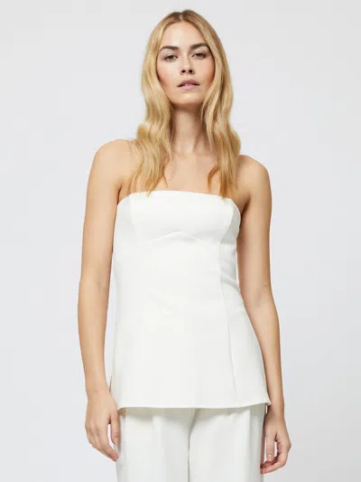 French Connection Azra Twill Strapless Top In Porcelain Cream In Cream