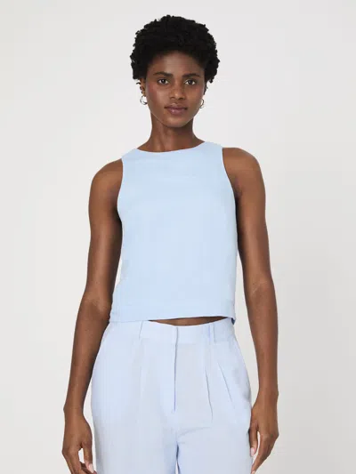 French Connection Birdie Linen Swing Top In Blue In Blue