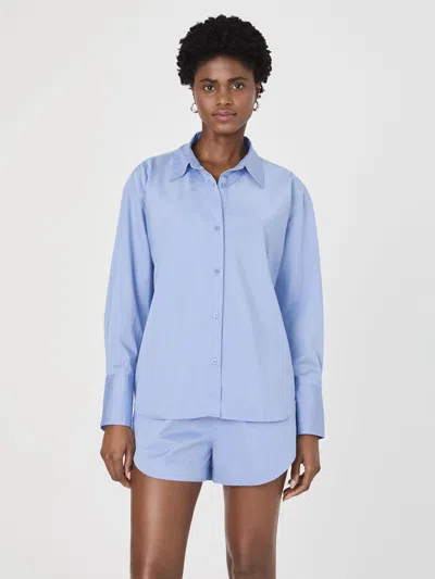French Connection Alexis Oversize Crossover Cotton Button-up Shirt In Blue