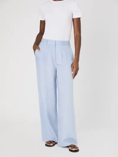 French Connection Birdie Wide Leg Linen Blend Pants In Blue