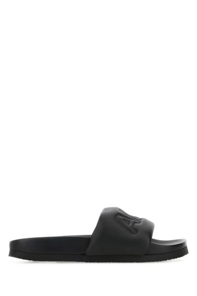 Ambush Quilted Lettering Logo Sliders Man Sandals Black Size 9 Calfskin In Black