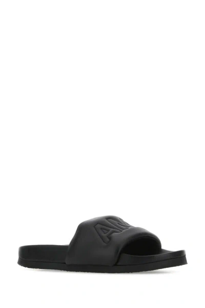 Ambush Quilted Lettering Logo Sliders Man Sandals Black Size 9 Calfskin In Black