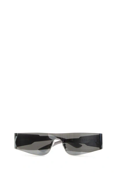 Balenciaga Silver Acetate Mono Rectangle Sunglasses In Silver