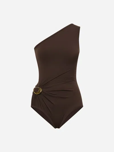 Bottega Veneta Brown Nylon One-shoulder Swimsuit