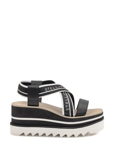 Stella Mccartney Womens Criss-cross Knit Platform Sandals In Black