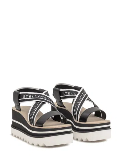 Stella Mccartney Womens Criss-cross Knit Platform Sandals In Black