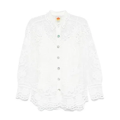 Farm Rio Broderie-anglaise Shirt In White
