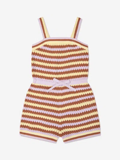Zimmermann Little Girl's & Girl's Pop Textured Knit Playsuit In Brown