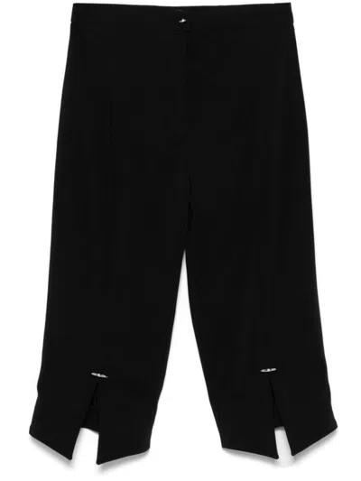 Mugler Straight Cropped Trousers Dart Detailing In Black