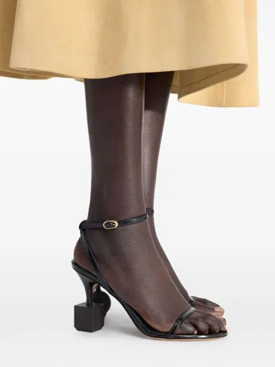 Jacquemus Bisou 90 Geometric Heel Sandals In Black