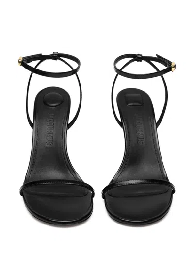 Jacquemus Bisou 90 Geometric Heel Sandals In Black