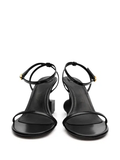 Jacquemus Bisou 90 Geometric Heel Sandals In Black