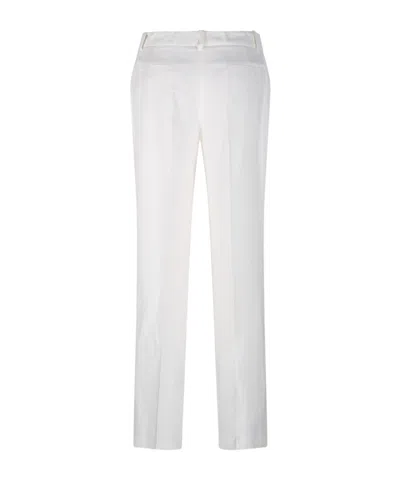 P.a.r.o.s.h Wide Leg Linen Blend Straight Trousers In White