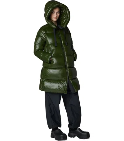 Save The Duck Isabel Green Hooded Padded Coat In Green