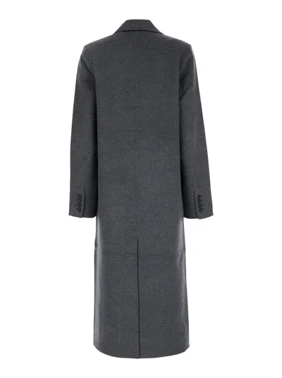 Totême Toteme One-button Double Face Wool Long Coat In Grey