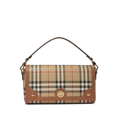Burberry Check-pattern Top Handle Bag In Brown