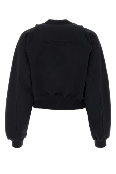 Off-white Cotton Sweatshirt With Frontal Logo In Black
