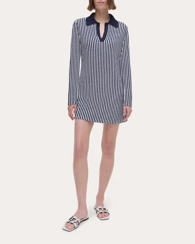 Simkhai Jessy Long Sleeve Tunic Dress Midnight Stripe In Blue