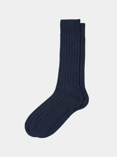 Maria La Rosa Ribbed Cashmere Socks  Abask Luxury Gift In  Blue