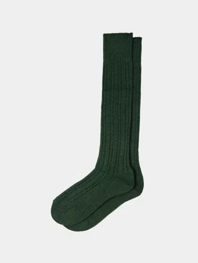 Maria La Rosa Scotland Cashmere Knee-high Socks  Abask Luxury Gift In  Dark Green