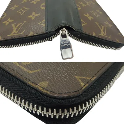 Pre-owned Louis Vuitton Black Brown Canvas Long Wallet (bi-fold) () In Black, Brown