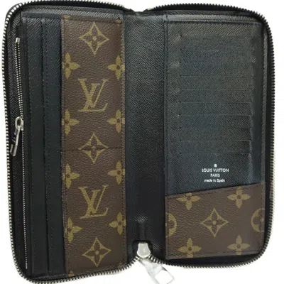 Pre-owned Louis Vuitton Black Brown Canvas Long Wallet (bi-fold) () In Black, Brown
