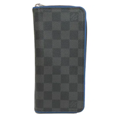 Pre-owned Louis Vuitton Black Damier Graphite Long Wallet (bi-fold) ()