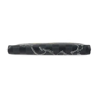Pre-owned Louis Vuitton Black Gray Multi-color Damier Canvas Long Wallet (bi-fold) () In Black, Gray, Multi-color