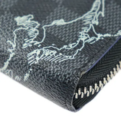 Pre-owned Louis Vuitton Black Gray Multi-color Damier Canvas Long Wallet (bi-fold) () In Black, Gray, Multi-color