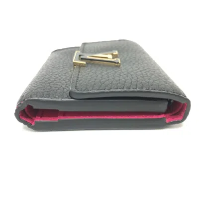 Pre-owned Louis Vuitton Black Leather Wallet (tri-fold) ()