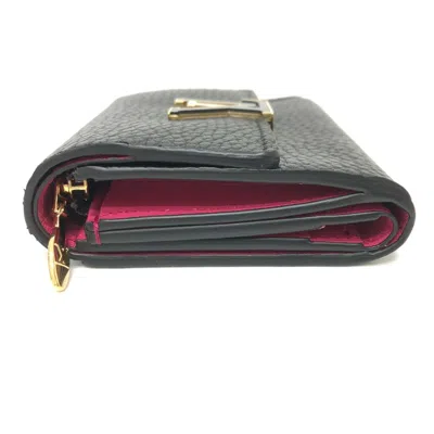 Pre-owned Louis Vuitton Black Leather Wallet (tri-fold) ()