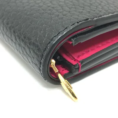Pre-owned Louis Vuitton Black Leather Wallet (tri-fold) ()