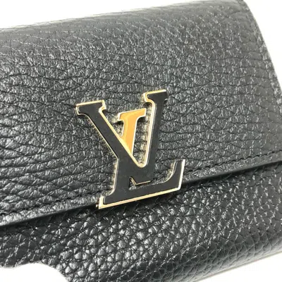 Pre-owned Louis Vuitton Black Leather Wallet (tri-fold) ()
